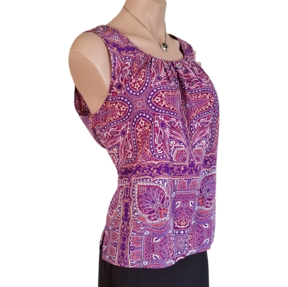 Chicos top $55 Retail, Pink satin sleeveless, sz Med/ Chicos sz 0, FINAL PRICE! - Picture 6 of 12